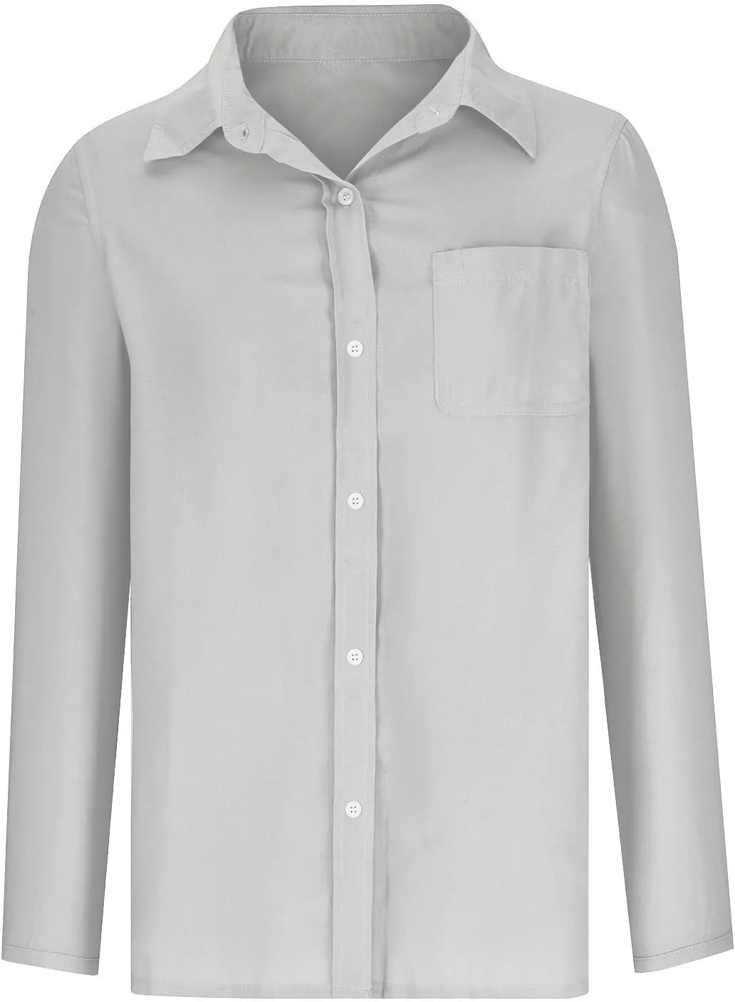 Womens Button Down Shirts Summer Long Sleeve Rolled Cotton Linen Tees Casual V Neck Collared Dressy Tops with Pocket