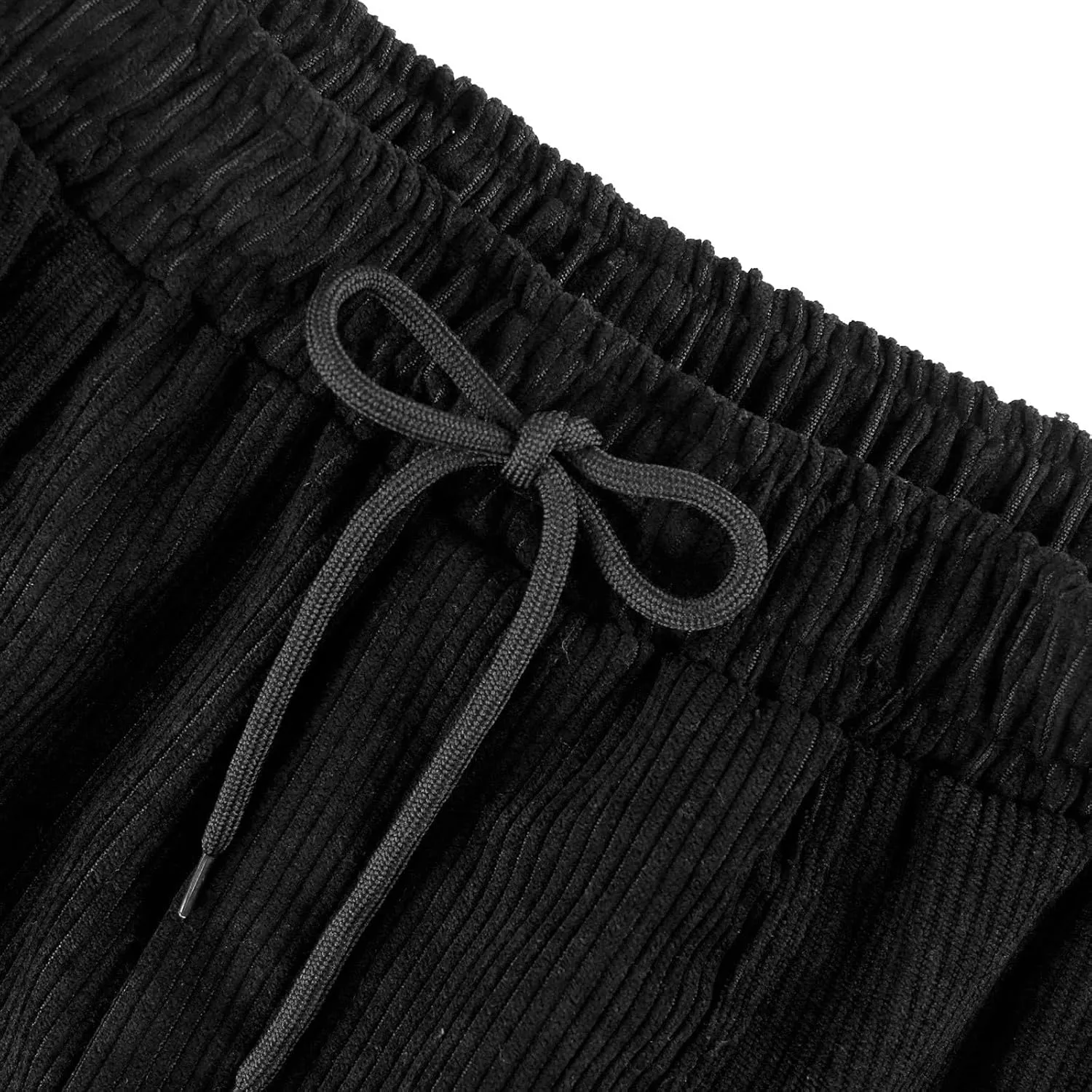 Women's Corduroy Pants Casual Drawstring Elastic High Waist Straight Leg Bottoms Fall Winter Comfy Trousers