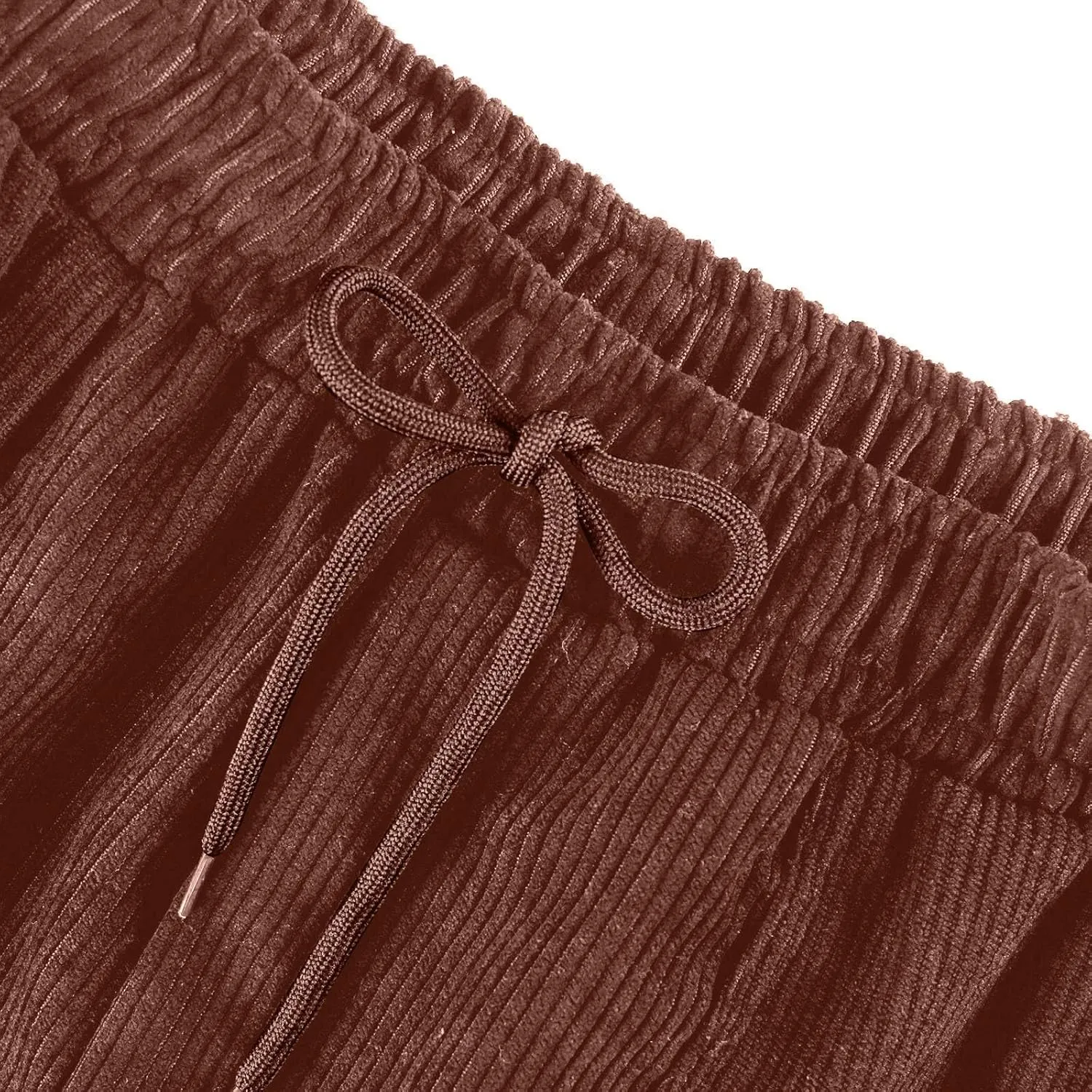 Women's Corduroy Pants Casual Drawstring Elastic High Waist Straight Leg Bottoms Fall Winter Comfy Trousers