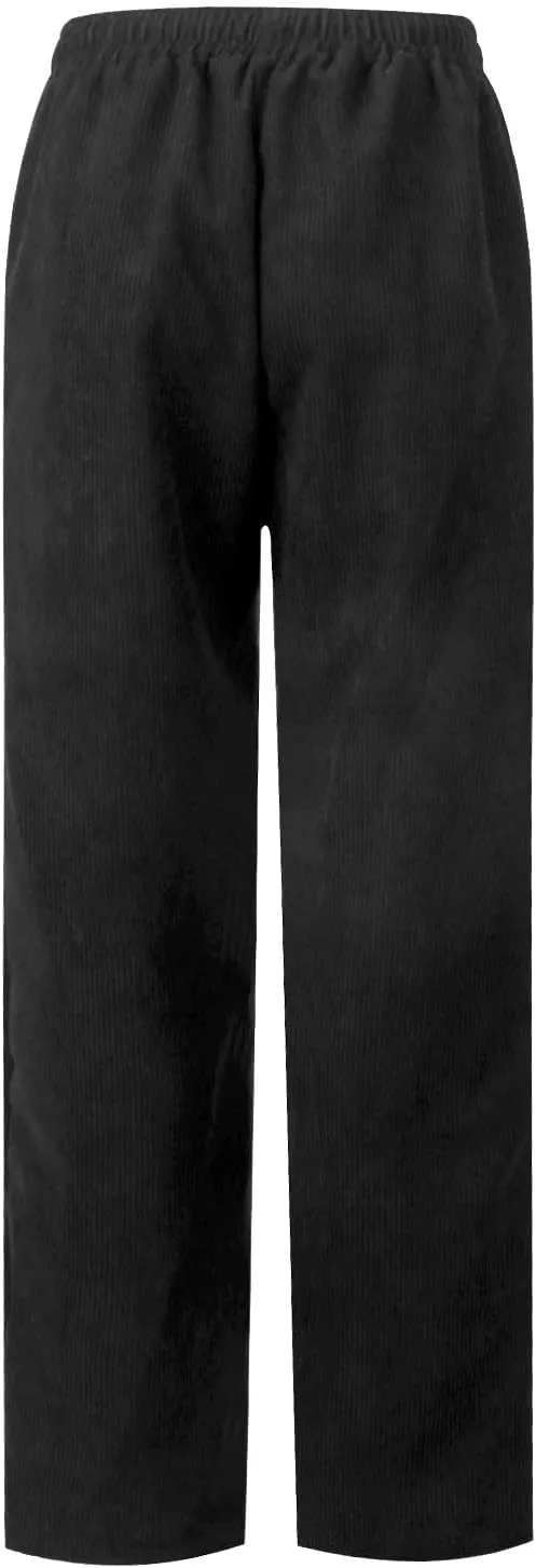 Women's Corduroy Pants Casual Drawstring Elastic High Waist Straight Leg Bottoms Fall Winter Comfy Trousers