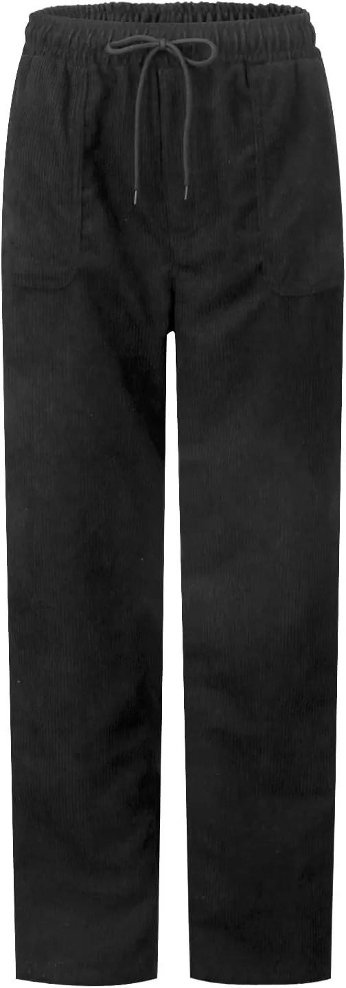 Women's Corduroy Pants Casual Drawstring Elastic High Waist Straight Leg Bottoms Fall Winter Comfy Trousers
