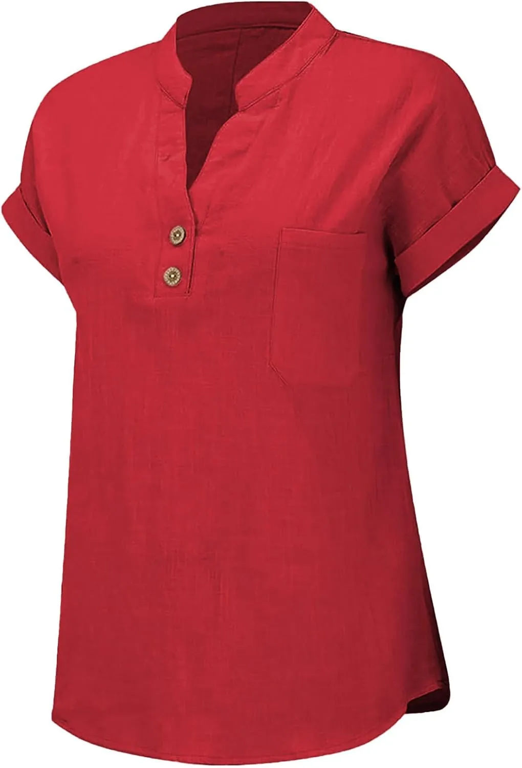 Womens Cotton Gauze Tops Linen Summer Blouses V Neck Short Sleeve Shirts Dressy Casual Tunics Beach Vacation Clothing