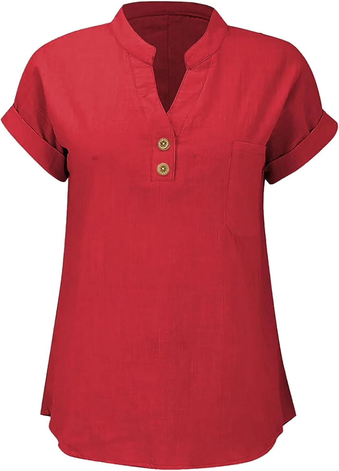 Womens Cotton Gauze Tops Linen Summer Blouses V Neck Short Sleeve Shirts Dressy Casual Tunics Beach Vacation Clothing