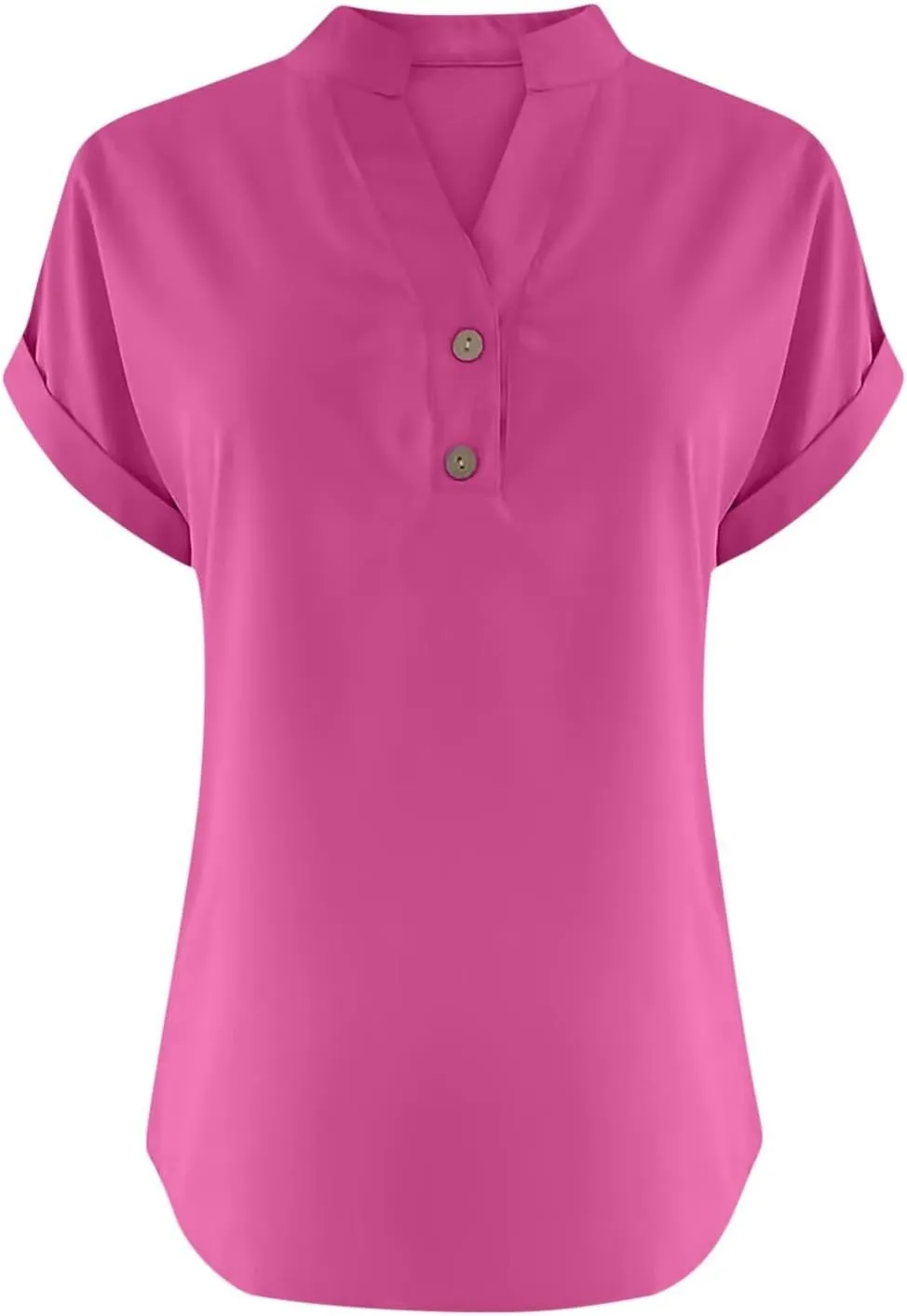 Womens Cotton Linen Shirts Summer Casual Loose Fit Comfy Business Blouses V Neck Button Down Short Sleeve Tops