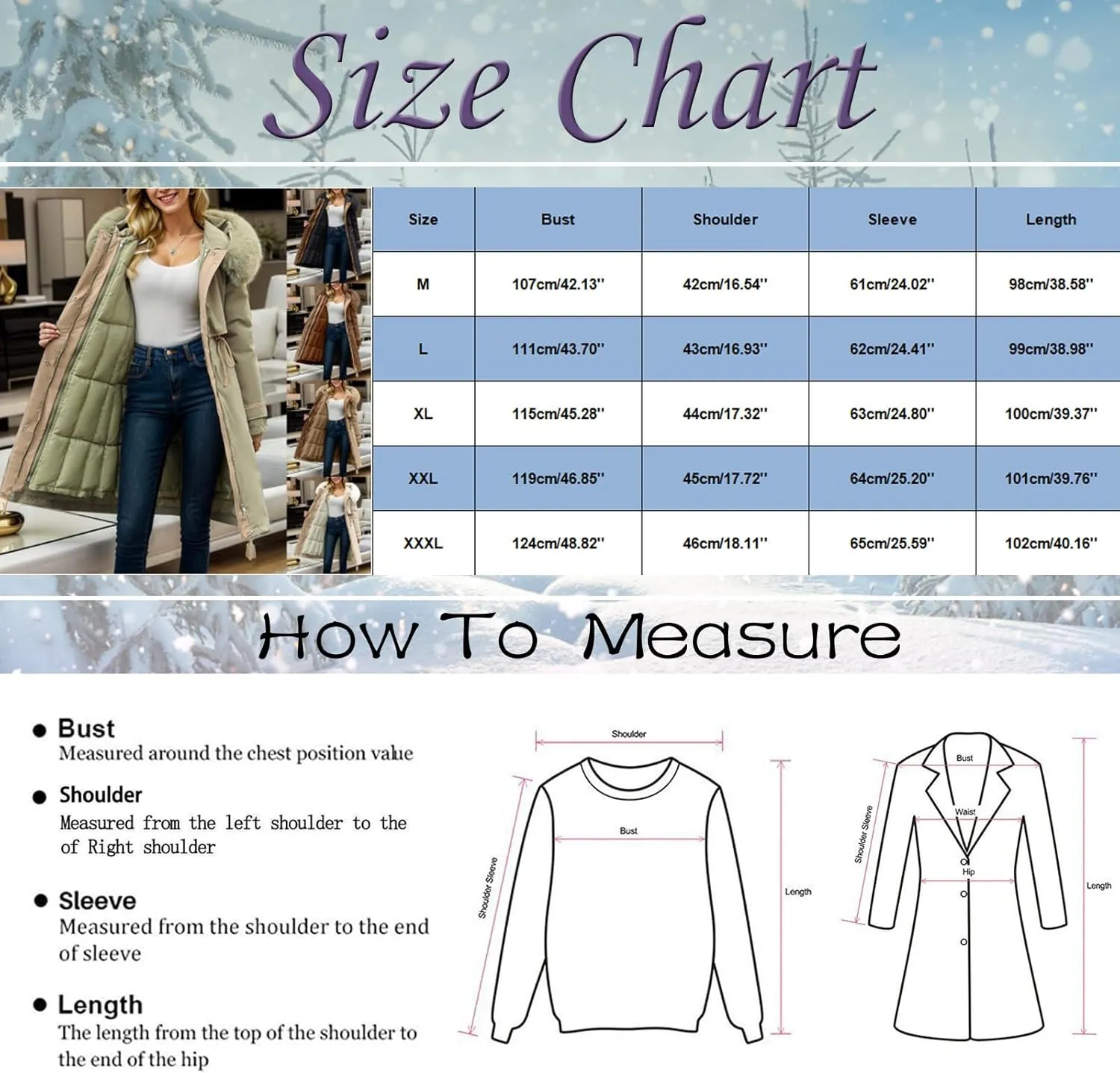 Women's Down Jacket Thickened Knee-Length Padded Quilted Puffer Winter Coat Pockets Outerwear Faux Fur Removable Hood