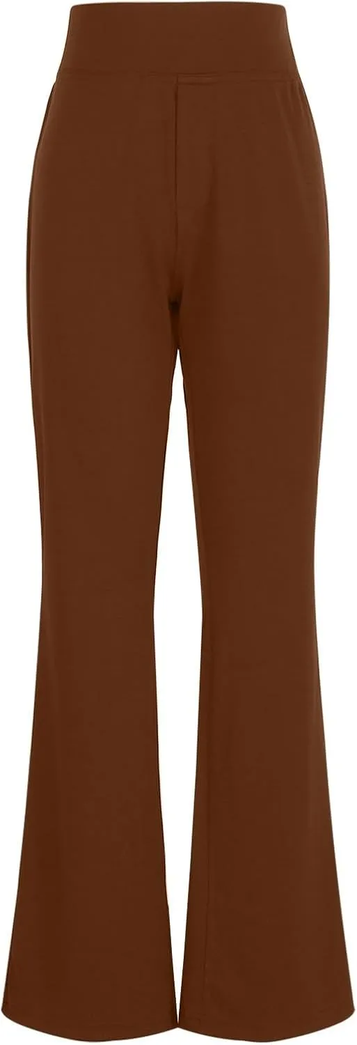 Womens Dress Pants Stretchy High Waisted Bell-Bottoms Slacks Office Business Casual Bootcut Trousers with Pockets