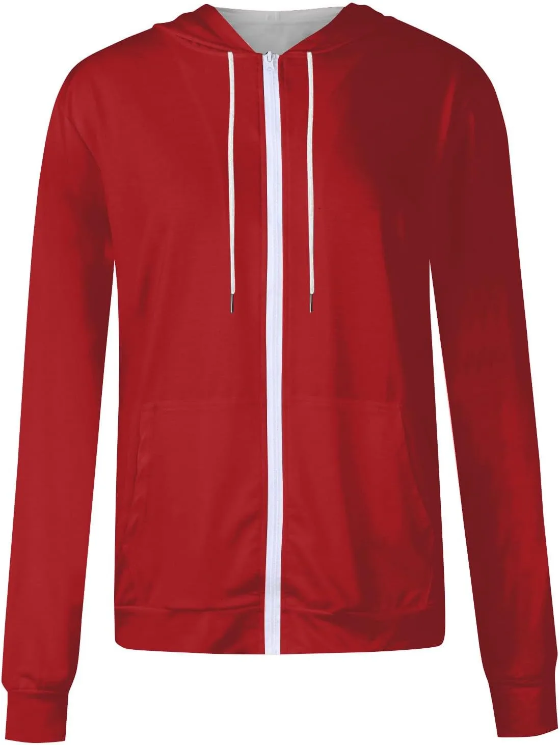 Women's Fashion Zipper Hoodie Long Sleeve Hooded Pullover Sweatshirt Casual Solid Color Tops With Pockets