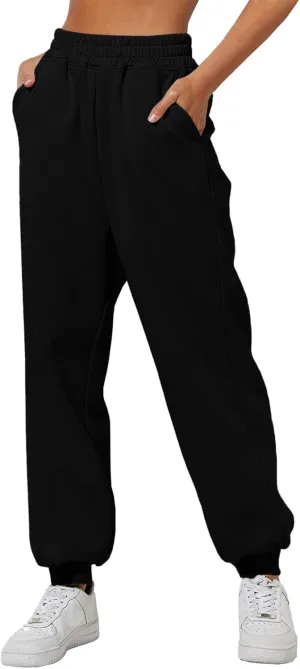 Women's Fleece Lined Joggers High Waisted Sweatpants Drawstring Strech Jogger Workout Active Baggy Lounge Bottoms