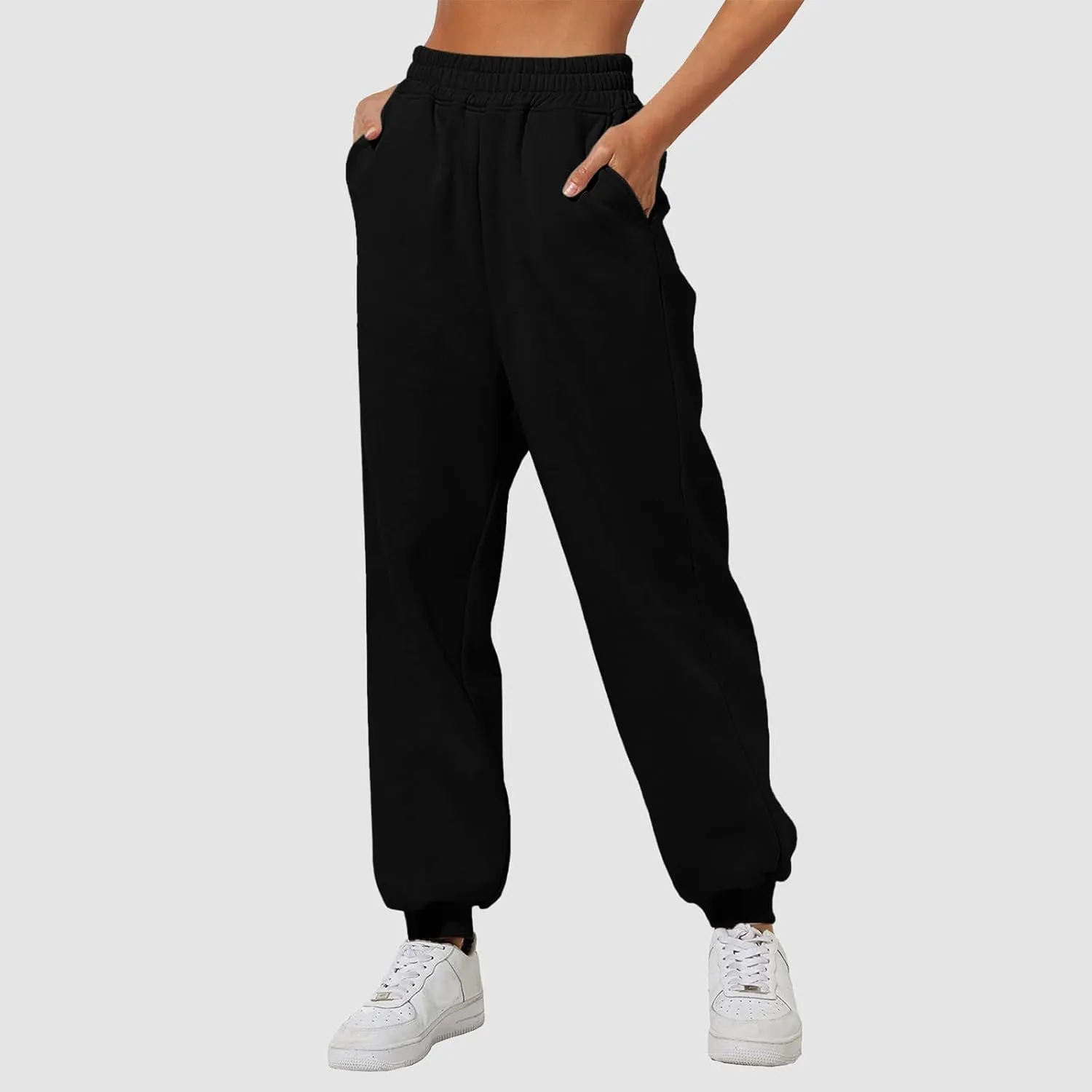 Women's Fleece Lined Joggers High Waisted Sweatpants Drawstring Strech Jogger Workout Active Baggy Lounge Bottoms