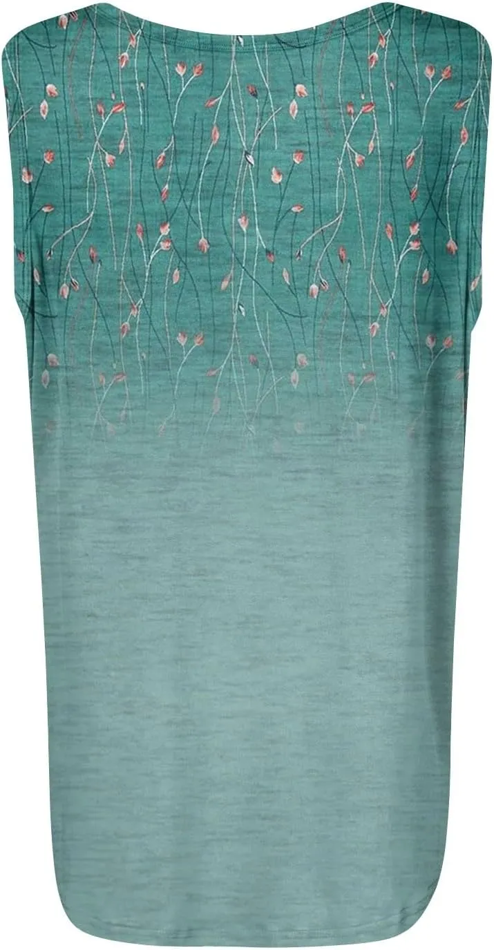 Women's Floral Print Sleeveless Blouse Casual Summer Tank Top with Square Neckline,Lightweight & Breathable