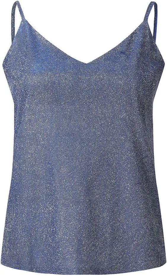 Womens Glitter Sequin Tank Tops Ladies Sexy Sparkle Cami Swing Vest Clubwear