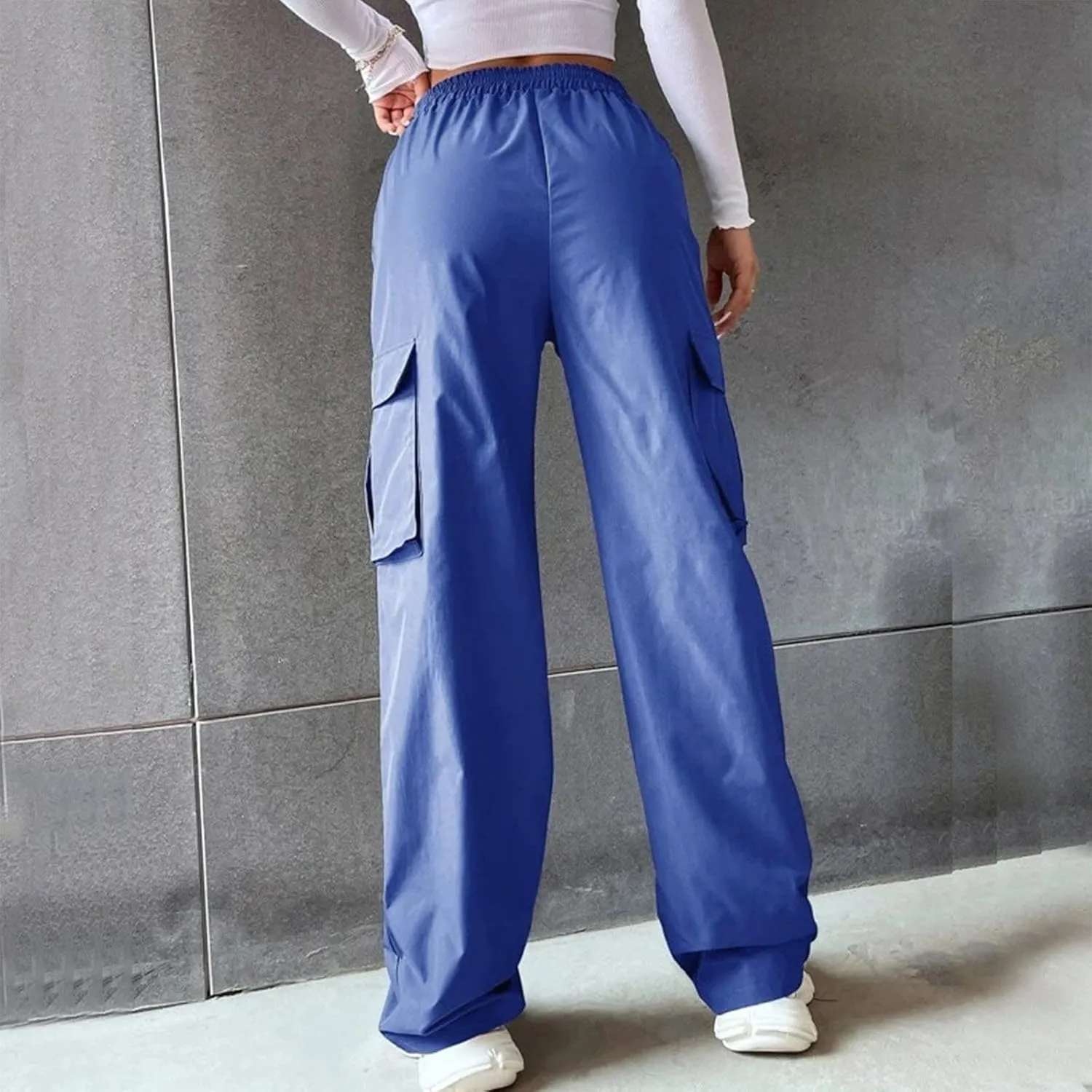 Women's High Waisted Cargo Pants Wide Leg Casual Pants Multi Pockets Straight Trousers Combat Military Trousers