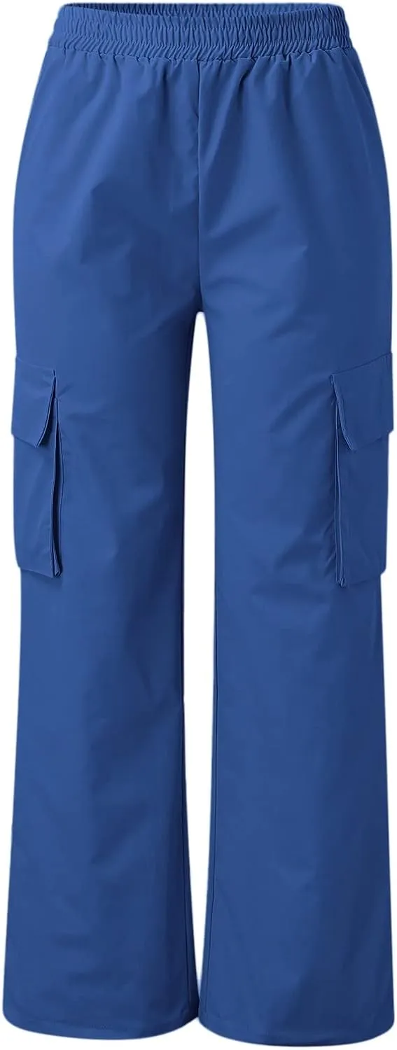 Women's High Waisted Cargo Pants Wide Leg Casual Pants Multi Pockets Straight Trousers Combat Military Trousers