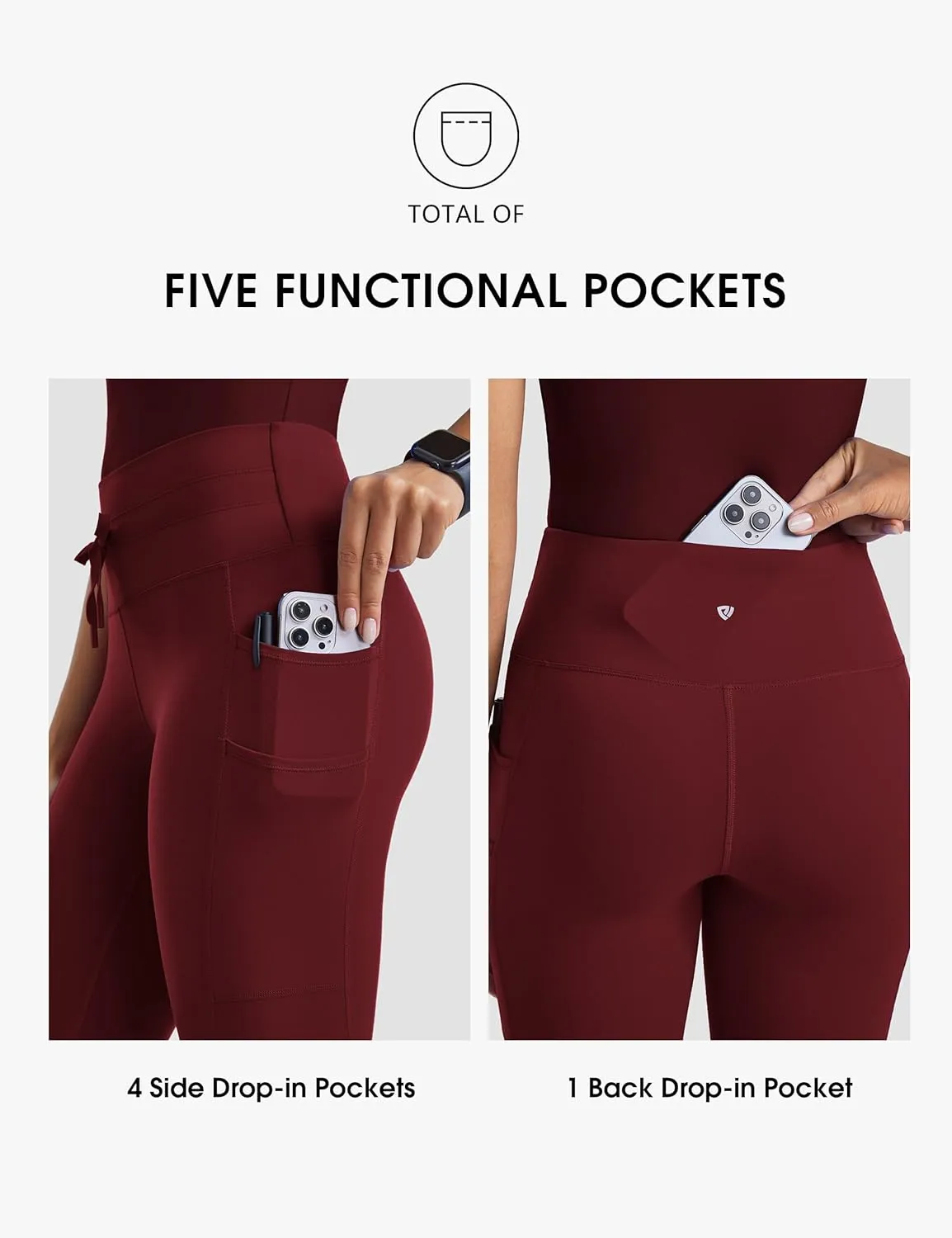 Womens High Waisted Scrub Leggings 25" - 5 Pockets Drawstring Yoga Scrub Pants Medical Bottoms Stretch Soft
