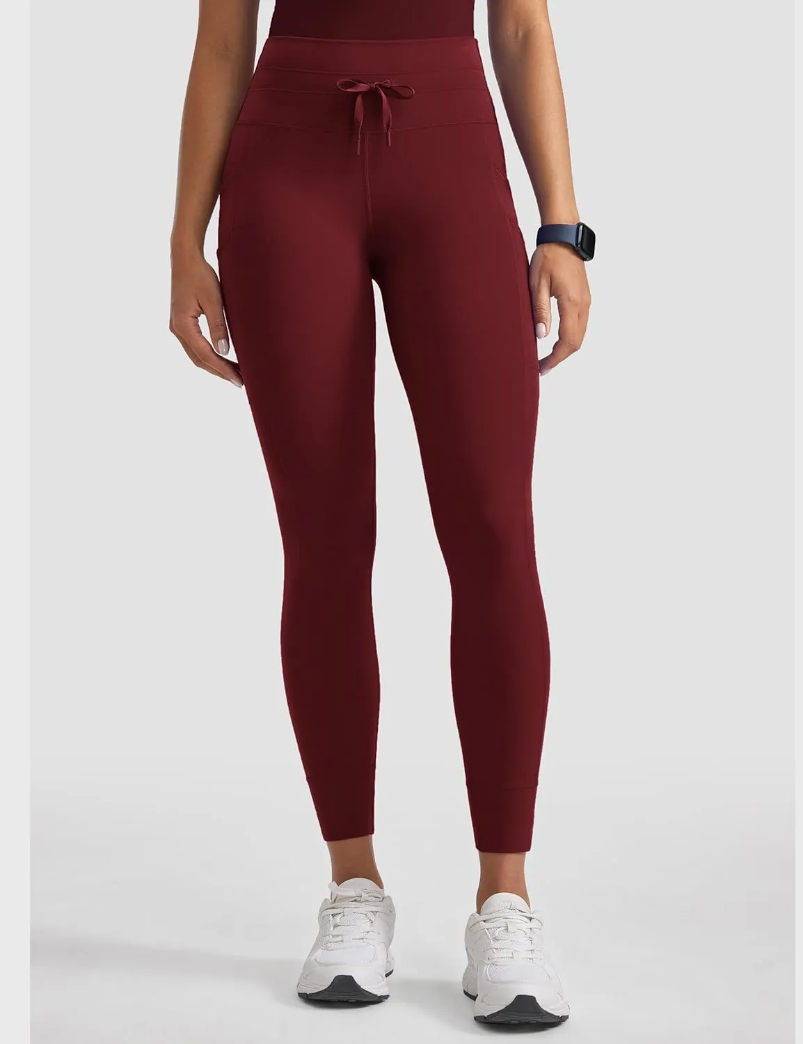 Womens High Waisted Scrub Leggings 25" - 5 Pockets Drawstring Yoga Scrub Pants Medical Bottoms Stretch Soft