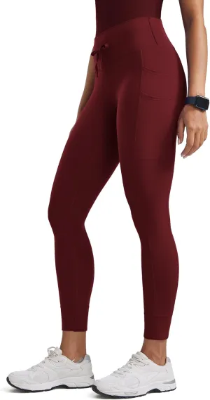 Womens High Waisted Scrub Leggings 25" - 5 Pockets Drawstring Yoga Scrub Pants Medical Bottoms Stretch Soft