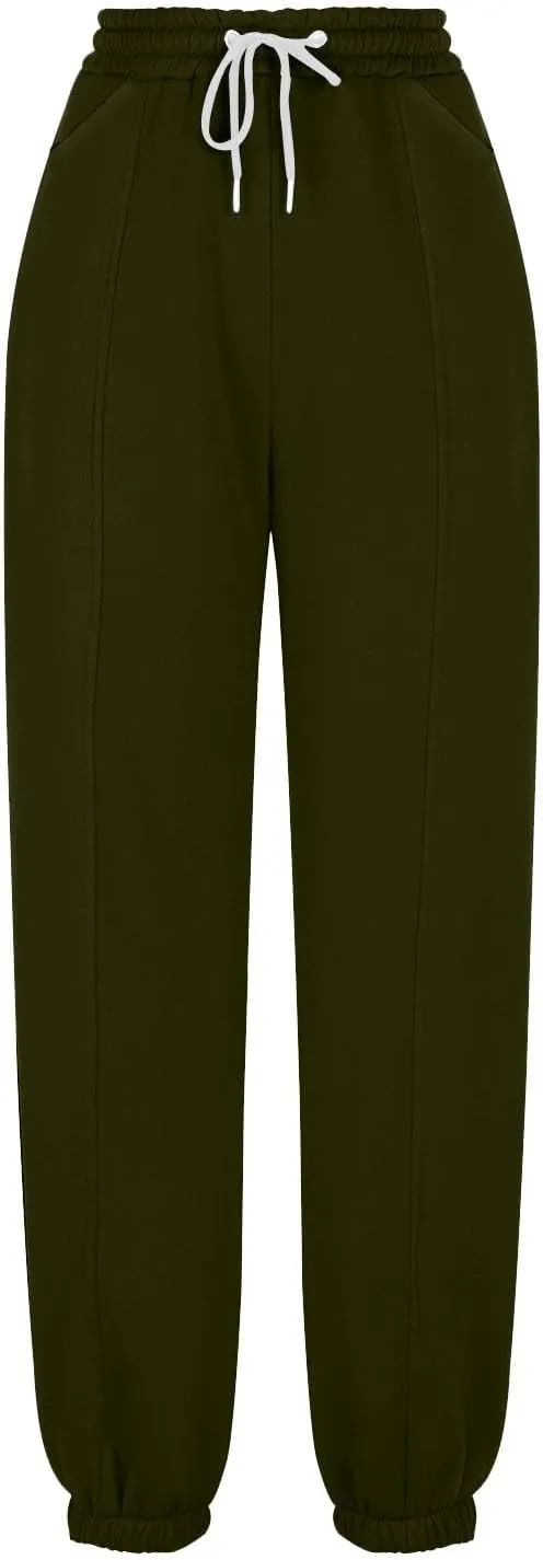 Women's High Waisted Sweatpants Workout Active Joggers Pants Baggy Lounge Cinch Bottoms Drawstring Trousers Pockets