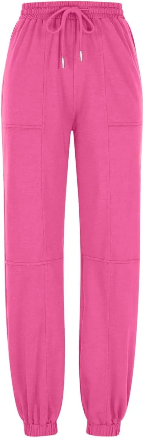 Womens High Waisted Sweatpants Workout Active Joggers Pants Fleece Lined Pants Baggy Lounge Bottoms with Pockets