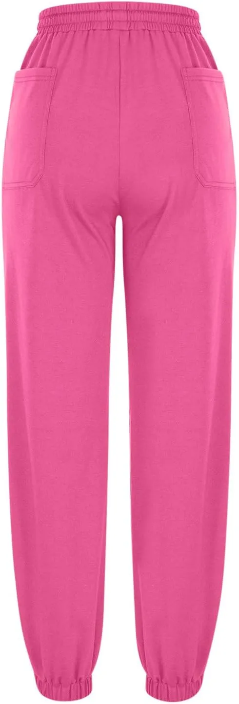 Womens High Waisted Sweatpants Workout Active Joggers Pants Fleece Lined Pants Baggy Lounge Bottoms with Pockets