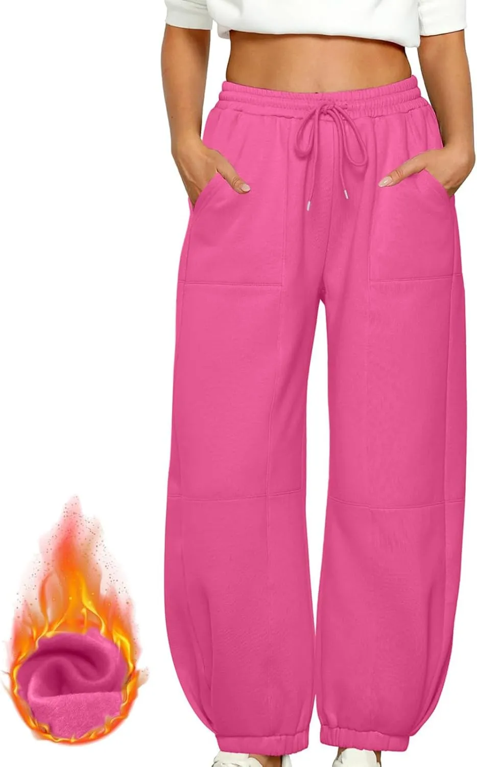 Womens High Waisted Sweatpants Workout Active Joggers Pants Fleece Lined Pants Baggy Lounge Bottoms with Pockets