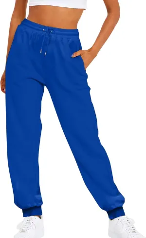 Women's High Waisted Sweatpants Workout Active Joggers Pants Lounge Bottoms Drawstring Elastic Waist Athletic Pant