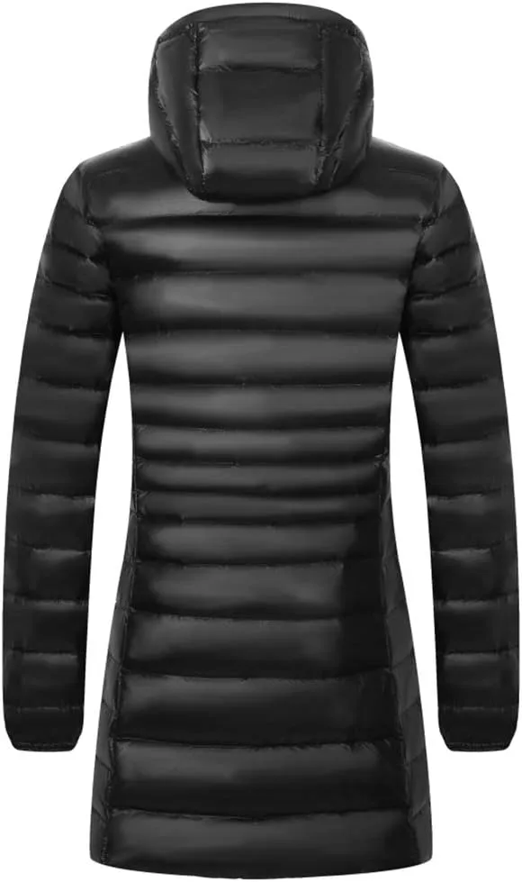 Women's Hooded Ultra Light Weight Coat Packable Outwear Long Puffer Down Jacket