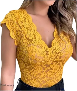 Women's Lace Tank Top Sleeveless V-Neck Floral Embroidered Camisole Casual See Through Tunic Blouse Tee Shirt