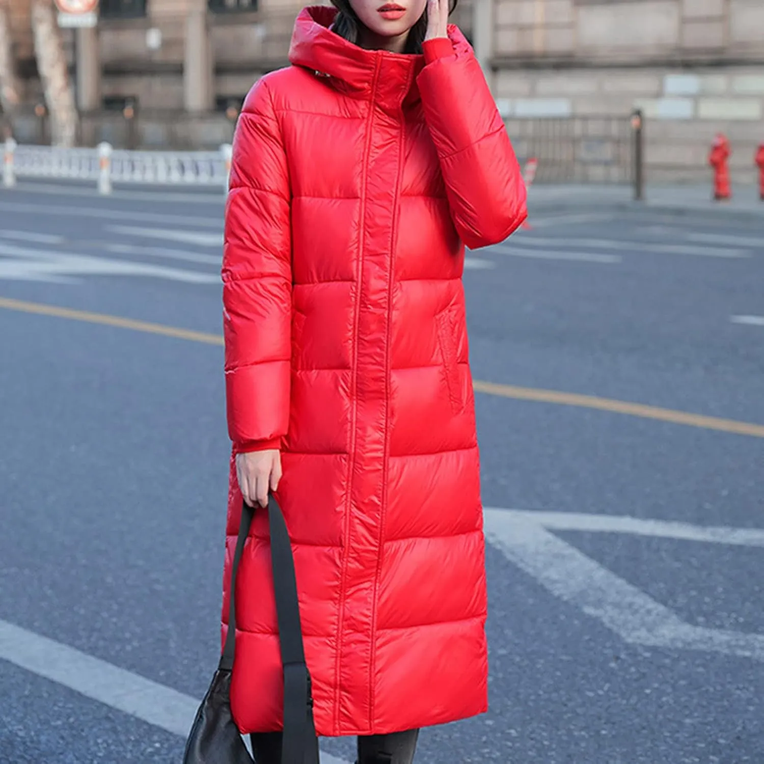 Women's Long Winter Coat Warm Windproof Quilted Puffer Jacket Down Jackets Thicken Puffy Parka Outerwear with Hood