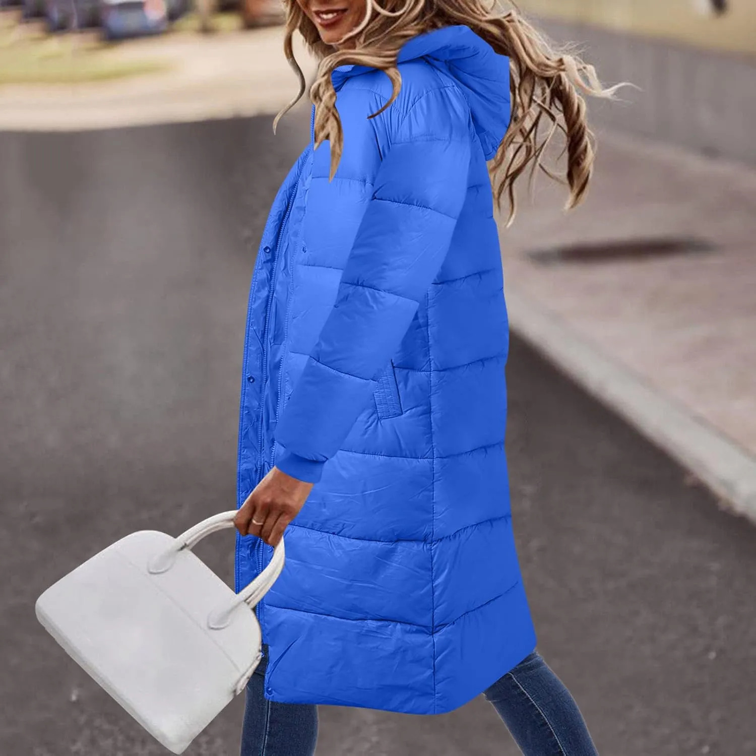 Women's Long Winter Coat Warm Windproof Quilted Puffer Jacket Down Jackets Thicken Puffy Parka Outerwear with Hood