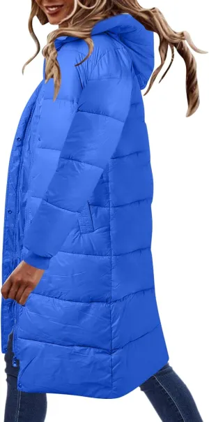 Women's Long Winter Coat Warm Windproof Quilted Puffer Jacket Down Jackets Thicken Puffy Parka Outerwear with Hood