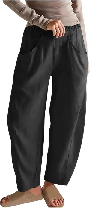 Women's Loose Trendy Straight Leg Pants Summer Casual Business Office Trousers Party Vacation Basic Bottoms 2025