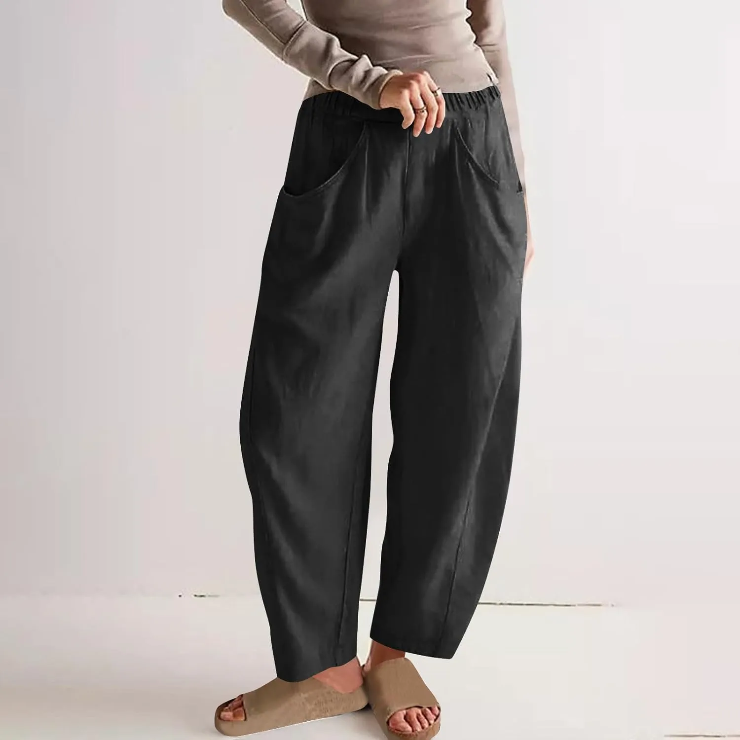 Women's Loose Trendy Straight Leg Pants Summer Casual Business Office Trousers Party Vacation Basic Bottoms 2025