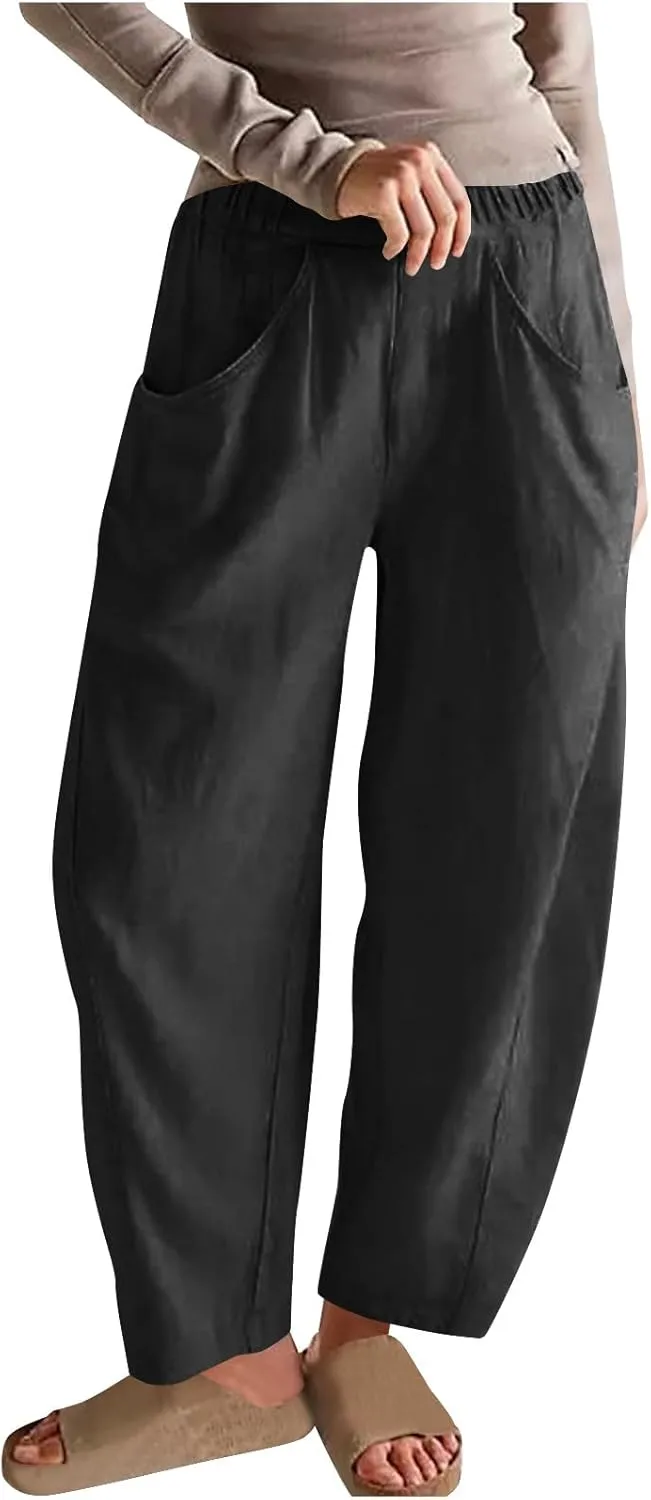 Women's Loose Trendy Straight Leg Pants Summer Casual Business Office Trousers Party Vacation Basic Bottoms 2025
