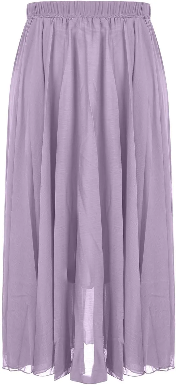 Women's Maxi Summer Skirts Chiffon A Line Flowy Skirts Long Boho Beach Dress High Waisted Lyrical Dance Skirts