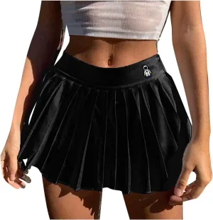 Womens Mini Skirts Pattern Cute Zipper Pleated Skirt Skirt Sexy Women's Sexy Short Thin Side Casual Skirts for
