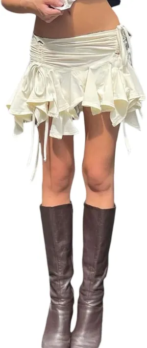 Women's Novelty Skirts Sexy Low Waisted Ruffles Skirts Gothic Punk Irregular Skirts Y2K Mini Pleated Skirts
