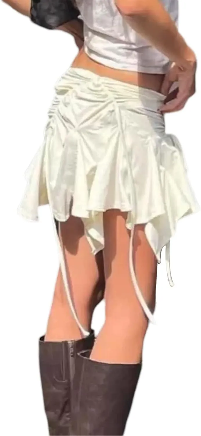 Women's Novelty Skirts Sexy Low Waisted Ruffles Skirts Gothic Punk Irregular Skirts Y2K Mini Pleated Skirts