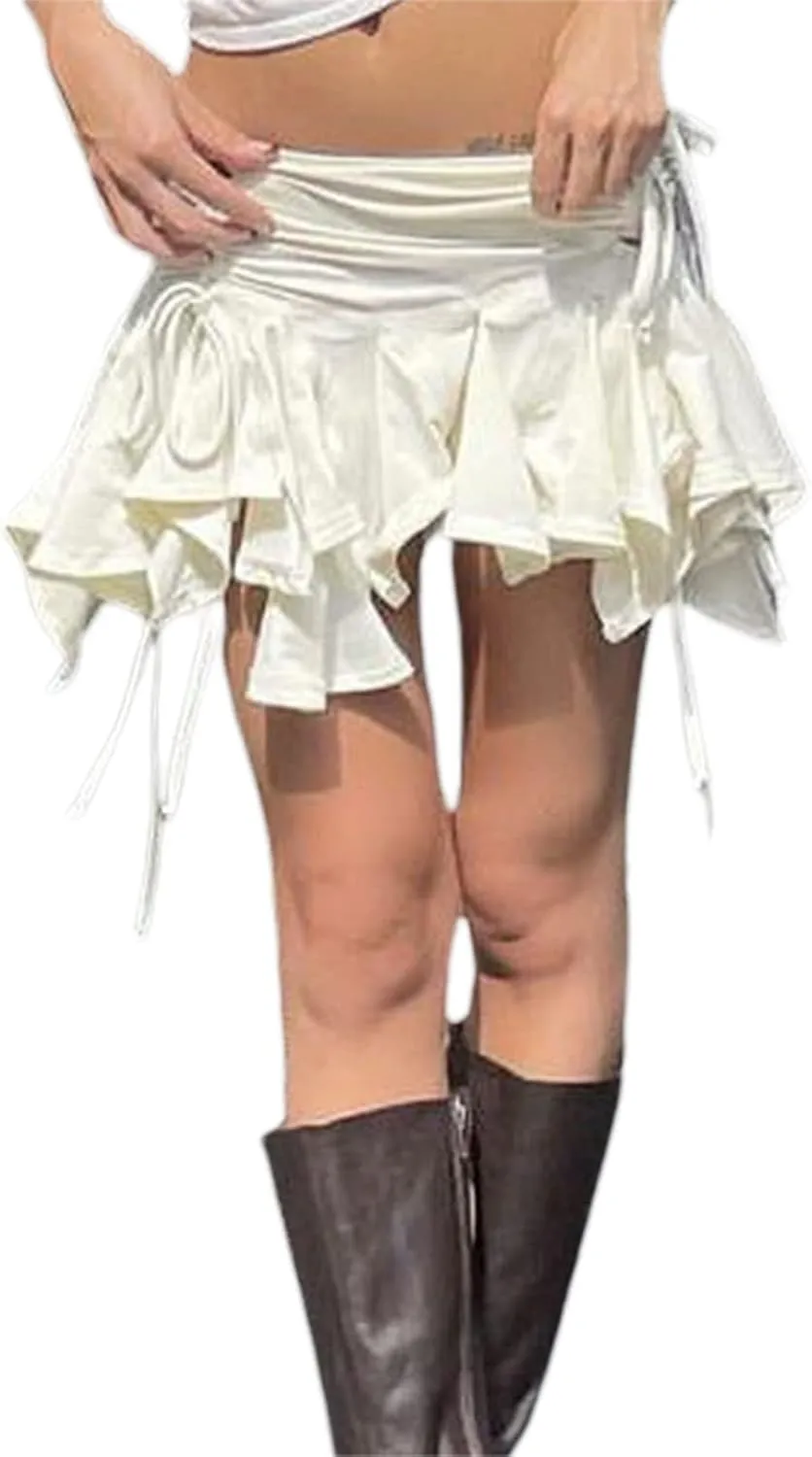 Women's Novelty Skirts Sexy Low Waisted Ruffles Skirts Gothic Punk Irregular Skirts Y2K Mini Pleated Skirts