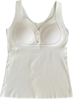 Womens Nursing Tank Tops Built in Bra for Breastfeeding Maternity V-Neck Button Up Camisole Brasieres