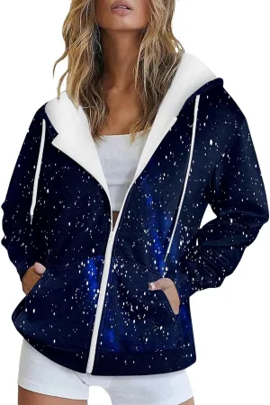 Women's Oversized Hoodies Sweatshirts Casual Full Zip Up Long Sleeve Floral Hooded Jackets 2024 Fall Fashion Outfits