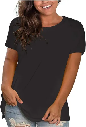 Womens Plus Size Tops Dressy Casual Summer Oversized Tshirts Loose Fit Crewneck Short Sleeve Basic Tee Shirts Blouses