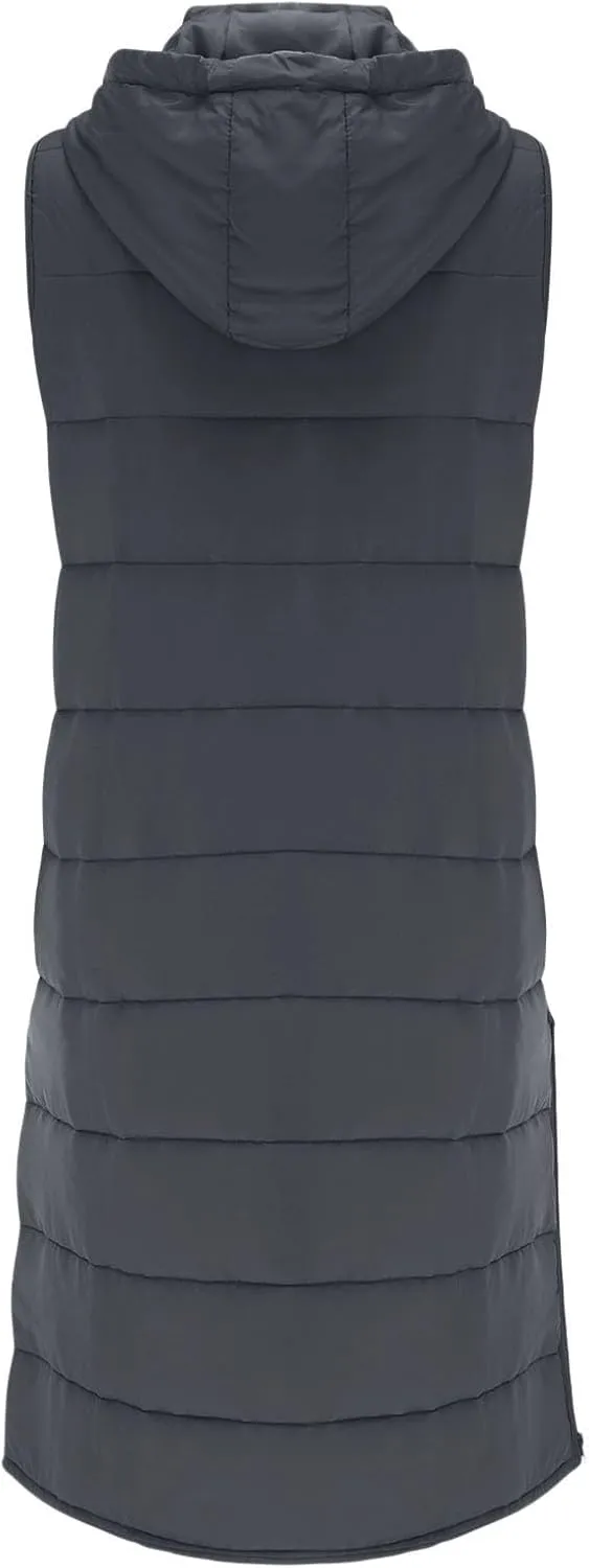 Womens Quilted Puffer Vest with Hooded Zipper Lightweight Long Down Sleeveless Jackets Warm Winter Coats with Pockets