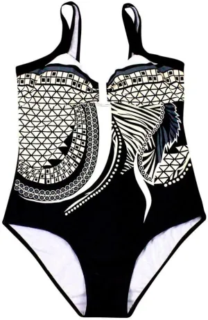 Women's Sexy One Piece Swimsuits Backless Sexy Print Tummy Control Swimsuit Slimming Bathing Suit for Summer