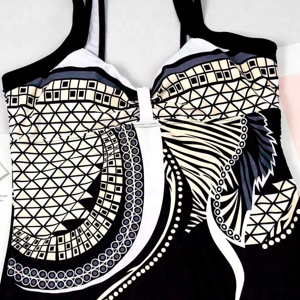 Women's Sexy One Piece Swimsuits Backless Sexy Print Tummy Control Swimsuit Slimming Bathing Suit for Summer