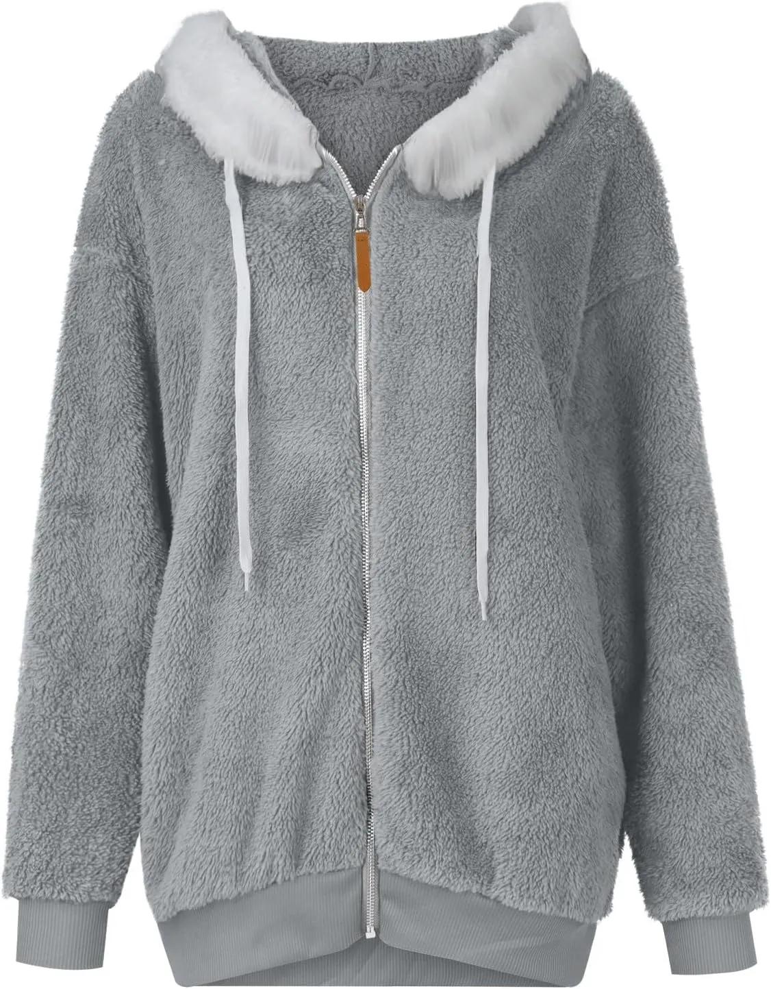 Women's Sherpa Fleece Casual Winter Warm Coat Oversized Zipper Hoodie Jackets