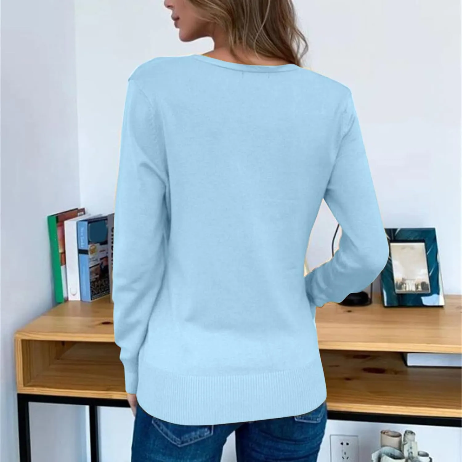 Womens Simple Solid Cardigans Long Sleeve Open Front Sweaters Casual Loose Slim Jacket Daily Going Out Fall Clothes