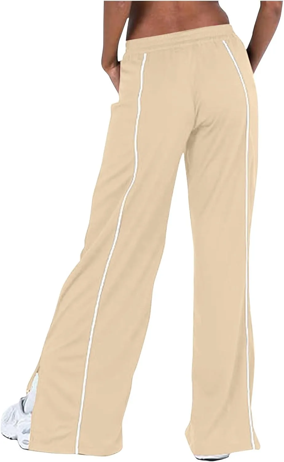 Women's Soft Sweatpants Elastic Stripe Lounge Pants Wide Leg Baggy Sweat Pants High Waisted Track Pants Joggers