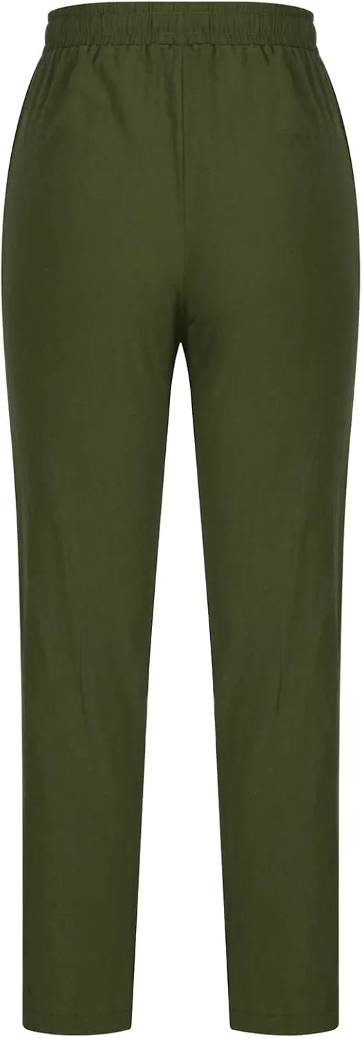 Womens Summer Linen Pants Linen Gauze Wide Leg Pants Straight Leg Business Casual Pants Beach Themed Lounge Pants