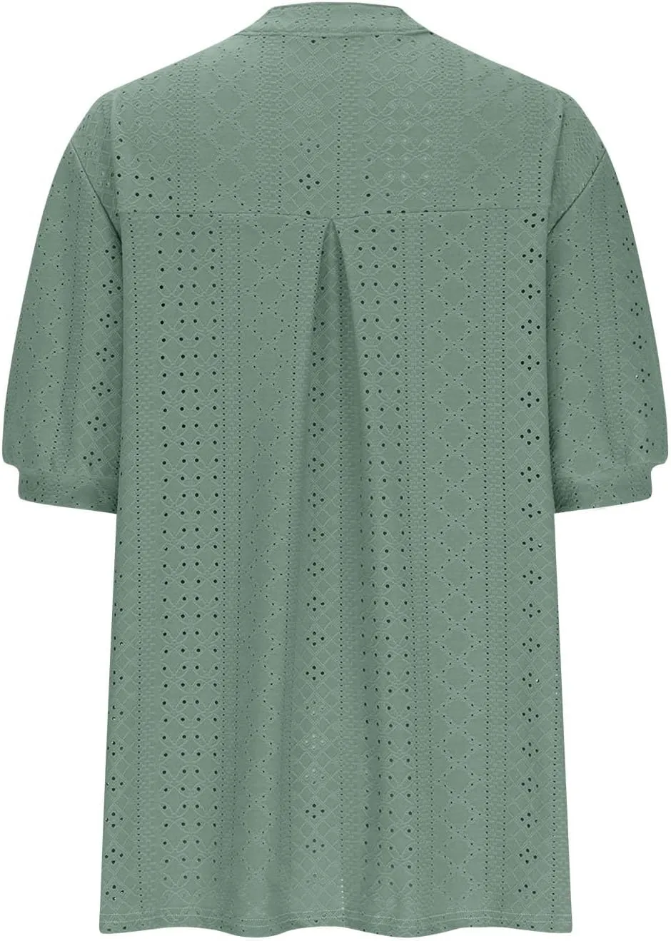 Womens Summer Notch V Neck T Shirts Puff Short Sleeve Eyelet Tops Loose Fit Dressy Casual Tunic Blouses Plus Szie