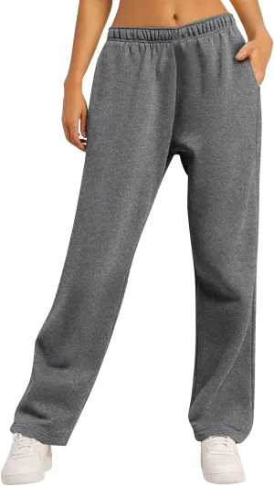 Womens Sweatpants Comfy Bottoms Thermal Loose Fit Joggers Preppy Yoga Fleece with Pockets Pants Trousers